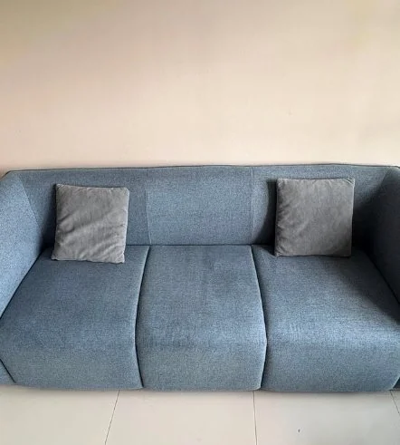 Blue sofa after cleaning