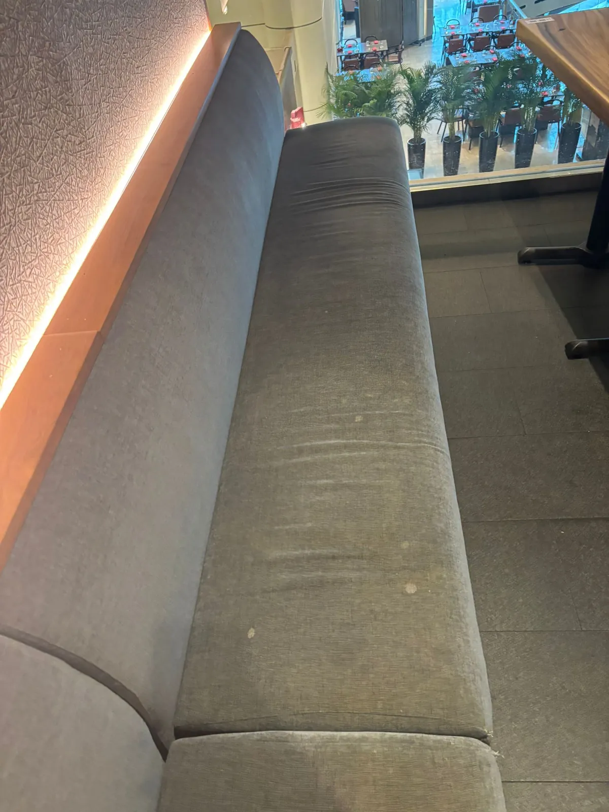 Long bench before cleaning