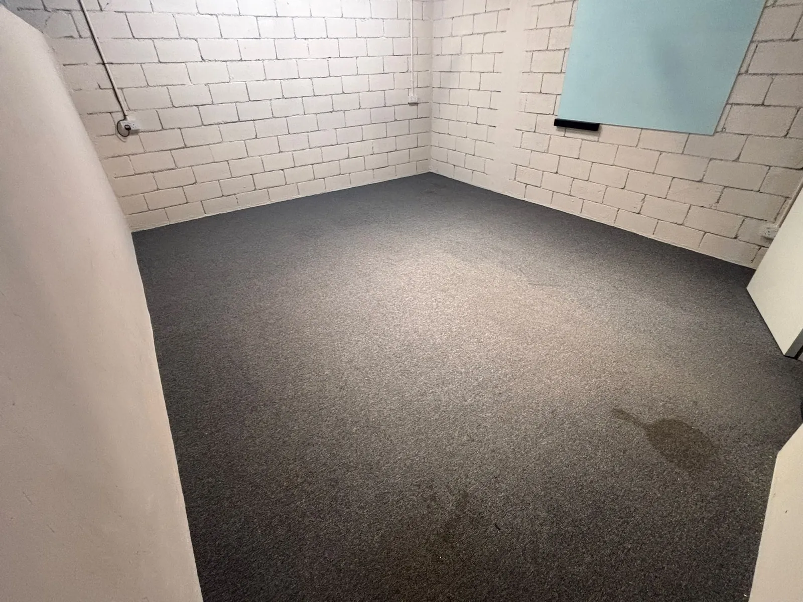 Stained carpet before cleaning