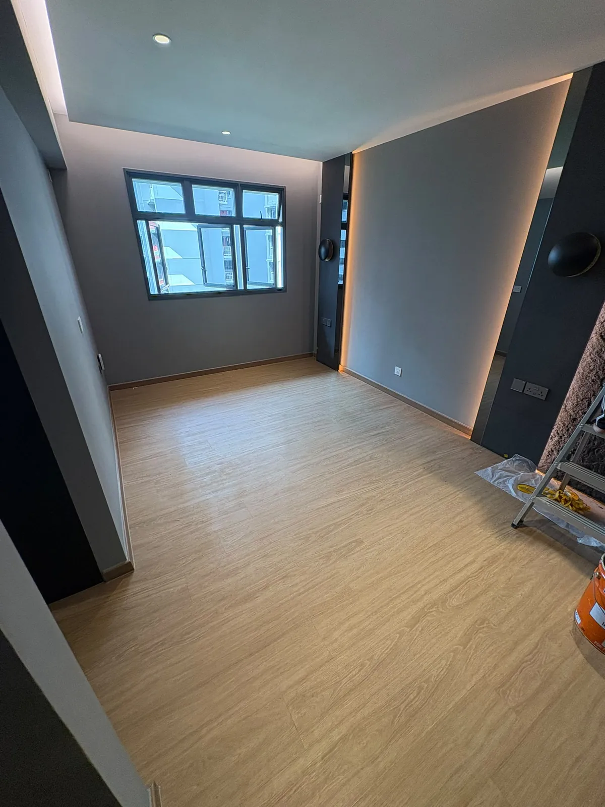 Bedroom after renovation before cleaning