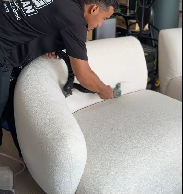 Fabric sofa after upholstery cleaning